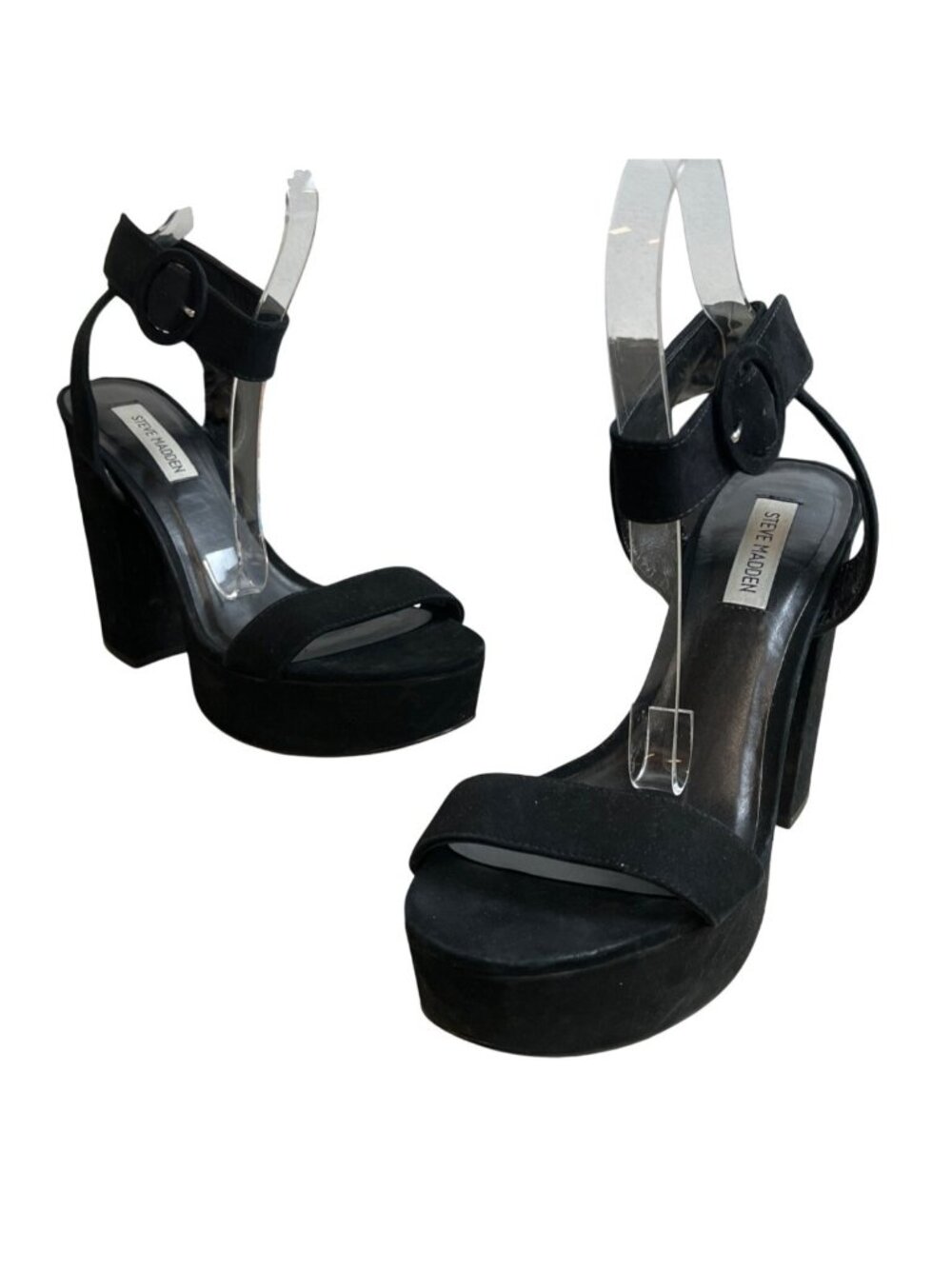 Steve Madden Women's Black Suede Leather Strapped High Heels Sz 10M